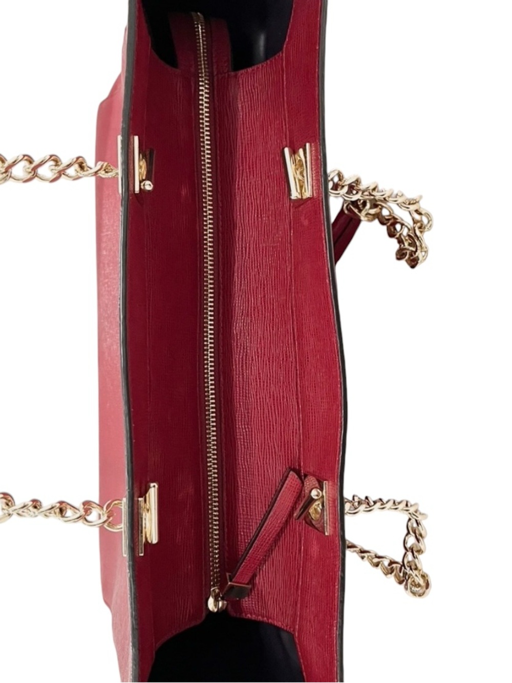 Henri Bendel Waldorf “THE WEAPON” Red Textured Leather Chain Tote Bag NWOT - Picture 13 of 15